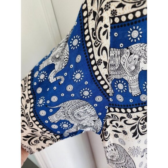 Sopheap Angkor Elephant Print Short Sleeve Button Down 100% Cotton Mens Size M - Picture 4 of 6